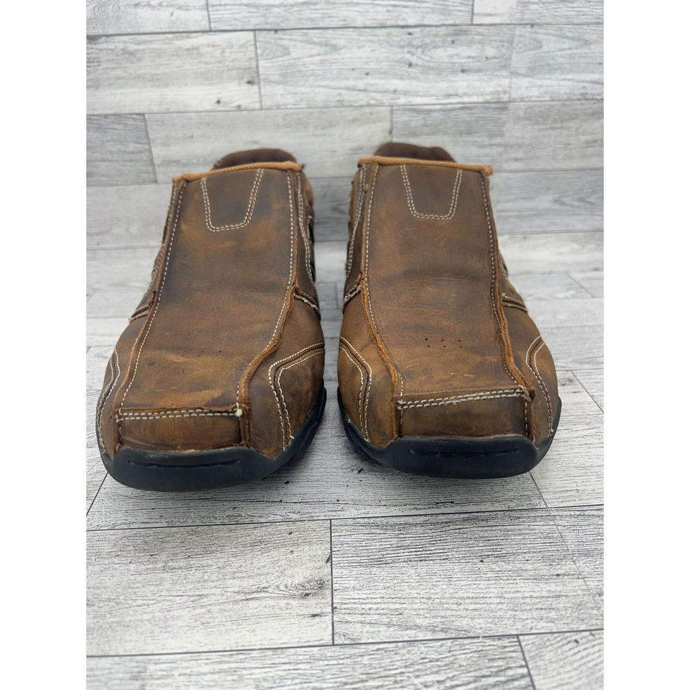 Skechers Mens Relaxed Step 61779 Brown Leather Loafers Slip On Shoes Size 13 - Picture 4 of 13